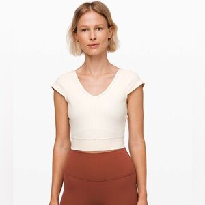 Lululemon Ready to Rise Short Sleeve in Light Ivory